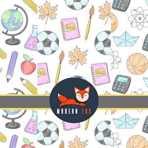Back to School Kids Novelty Fabric By The Yard, School Supplies Fabric, School Bus Fabric (BTS40)