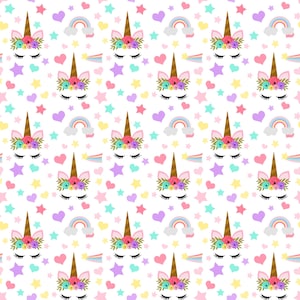 Magical Unicorn  Rainbow Fabric, Little Unicorn, 100% Organic Interlock Knit cotton, Kona Cotton, Cotton Spandex Jersey Knit (UNC2)
