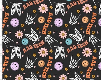 MED46 - Retro RAD Tech Fabric, BOHO Medical Fabric, Nurse Fabric, Health Care Fabric, Medical Fabric, Custom Printed Fabric By The Yard