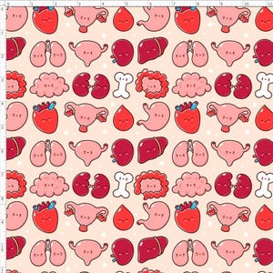 Organ Anatomy Fabric, Human Organ, It’s What’s Inside That Counts Fabric By the yard, Custom Print Fabric (MED28)