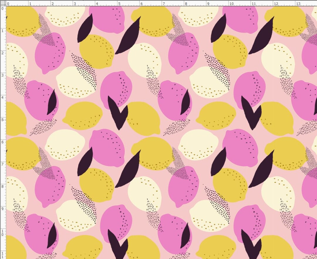 Pink Lemon Fabric Pattern Citrus Fabric Summer Fabric Etsy
