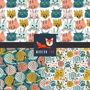 Cat Life Fabric, Cute Cat Fabric, Custom Printed Fabric (CT20)