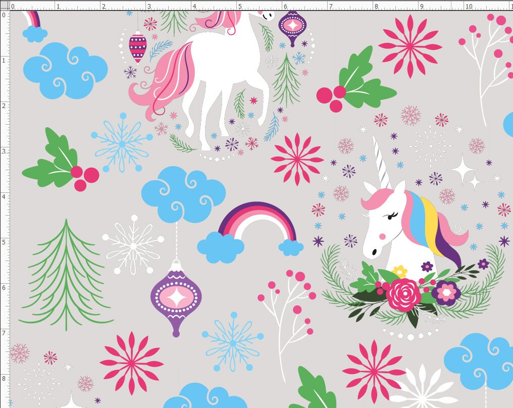 Christmas Unicorn Print Fabric by the Yard Little Unicorn - Etsy