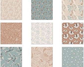 FLW303 - Vintage Garden, Retro Garden Fabric, Vintage Flower Garden Fabric, Retro Vibe, floral Fabric, Custom Printed Fabric by The Yard