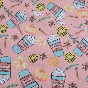 Pumpkin Spice Latte Fabric, Fall Fabric, Coffee Fabric, Coffee Fabric (FAL3) image 2