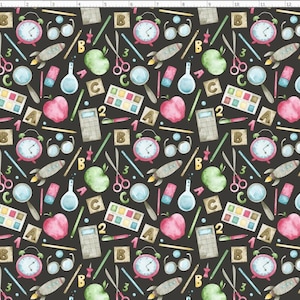 Back to School Fabric, Kids Novelty Fabric By The Yard, School Supplies Fabric, School Pattern Fabric (BTS39)