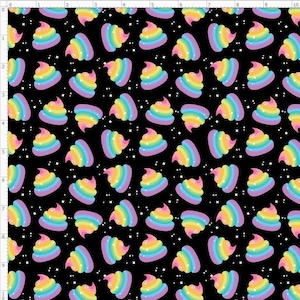 Rainbow Poop Emoji Fabric, Colorful Poop Emoji, Custom Printed Fabric (POO3)