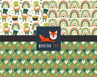 STP25 - Lucky, Four Leaf Clover, Shamrock, St. Patrick's Day Fabric, St. Patrick's Fabric, Custom Printed Fabric By The Yard
