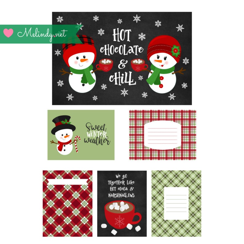 Hot Chocolate Chill Snowman My Story Journal Pocket Page Cards For Use With Project Lifesimple Stories And We R Memory Keepers - 