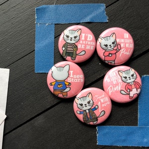Mean Kitten -  1 Inch Pin Back Button Set
