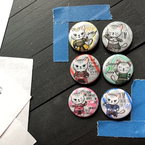 Six - Mabel  -  1 Inch Pin Back Button Set