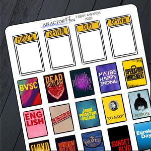 Rastreador de Mejor Musical y Mejor Obra // Premios Tabby // Planificador de Pósters de Teatro, Diario, Hoja de Pegatinas