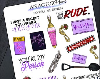 So Tell Me Ernest... // Broadway Theatre Planner Bullet Journal Doodle Sticker Sheet