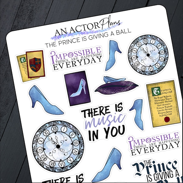 The Prince is Giving a Ball // Broadway Theatre Planner Bullet Journal Doodle Sticker Sheet