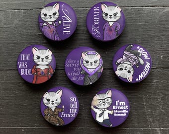 Death Becomes Purr // 1 Inch Pin Back Button Set
