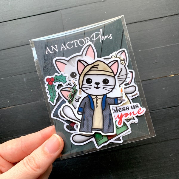 Christmas Carol // Waterproof Vinyl Broadway Cat Sticker Pack