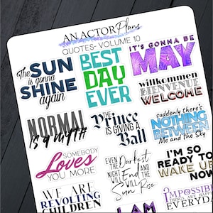 Quotes Vol 10 // Broadway Theatre Planner Bullet Journal Sticker Sheet