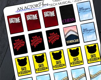 Musical Posters for Award Tracker // Tabby Awards // Theater Poster Planner Journal Sticker Sheet