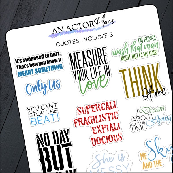 Quotes Vol. 3 // Broadway Theatre Planner Bullet Journal Sticker Sheet