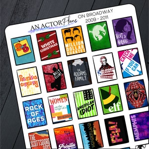 On Broadway // 2009 - 2011 // Planner de pôster de teatro Folha de adesivos de diário