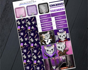 Death Becomes Purr // Hobonichi Cousin Planner Weekly Mini Kit // Broadway // Vertical 1.3" Columns