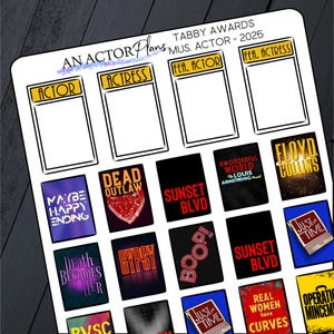 Melhor Ator/Atriz em Musical // Tabby Awards // Planner de Cartaz de Teatro - Folha de Adesivos para Diário