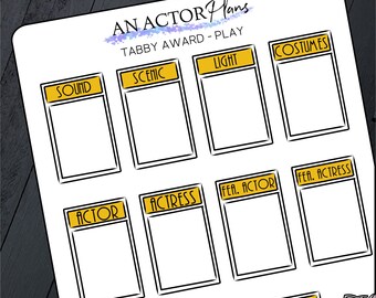 Play Award Tracker // Tabby Awards // Theater Poster Planner Journal Sticker Sheet