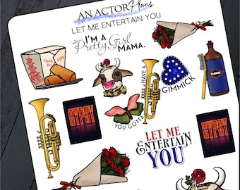 Let Me Entertain You // Broadway Theatre Planner Bullet Journal Doodle Sticker Sheet