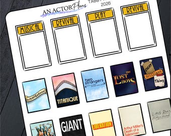 Best Musical & Best Play Tracker // Tabby Awards // Theater Poster Planner Journal Sticker Sheet