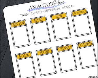 Technical Musical Award Tracker // Tabby Awards // Theater Poster Planner Journal Sticker Sheet