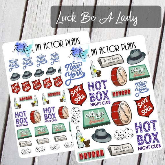 luck be a lady broadway musical planner stickers theater etsy