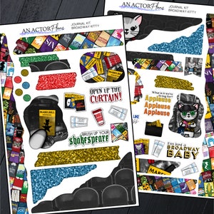 Broadway Kitty // Journal Sticker Kit // Broadway Theater // Für Planer, Journals, Notizbücher, Schauspieler, Dirigent