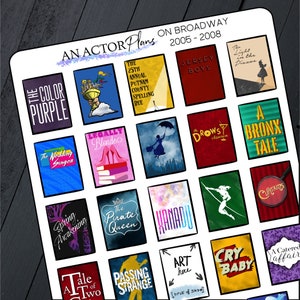 Na Broadway // 2005 - 2008 // Planner de pôster de teatro Folha de adesivos de diário