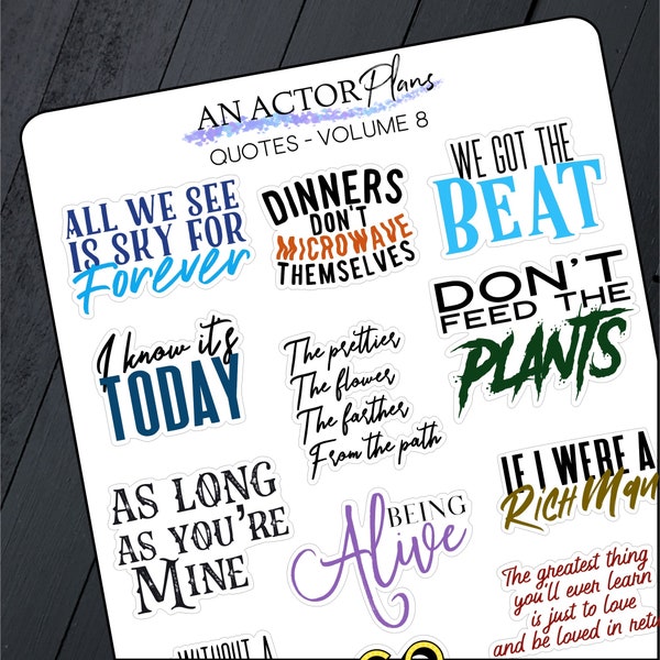 Quotes Vol. 8 // Broadway Theatre Planner Bullet Journal Sticker Sheet