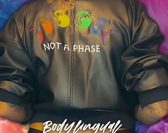 Pride Lunar Cycle Faux Leather Bomber Jacket