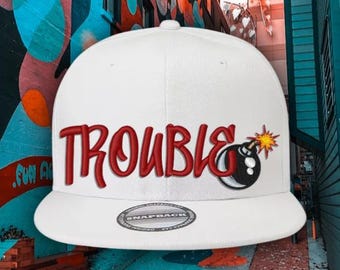 Snapback - Custom Embroidered - Flat Bill - Black Top - White Top