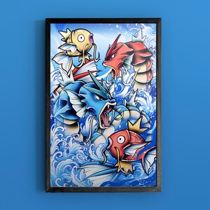 Magikarp and Gyarados 11&quot; x 17&quot; Poster