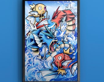 Magikarp and Gyarados 11" x 17" Poster