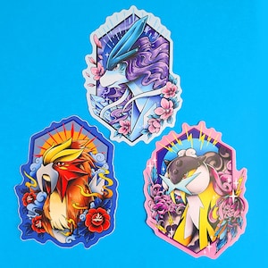 Legendary Beasts Dogs, Suicune, Entei, Raikou Sticker Set