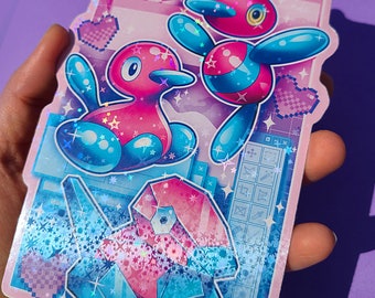 Porygon  Family BIG holographic glitter sparkle Sticker Decal