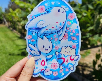 Togepi Family BIG holographic glitter sparkle Sticker Decal