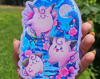 Clefairy Clefable Cleffa BIG holographic glitter sparkle Sticker Decal