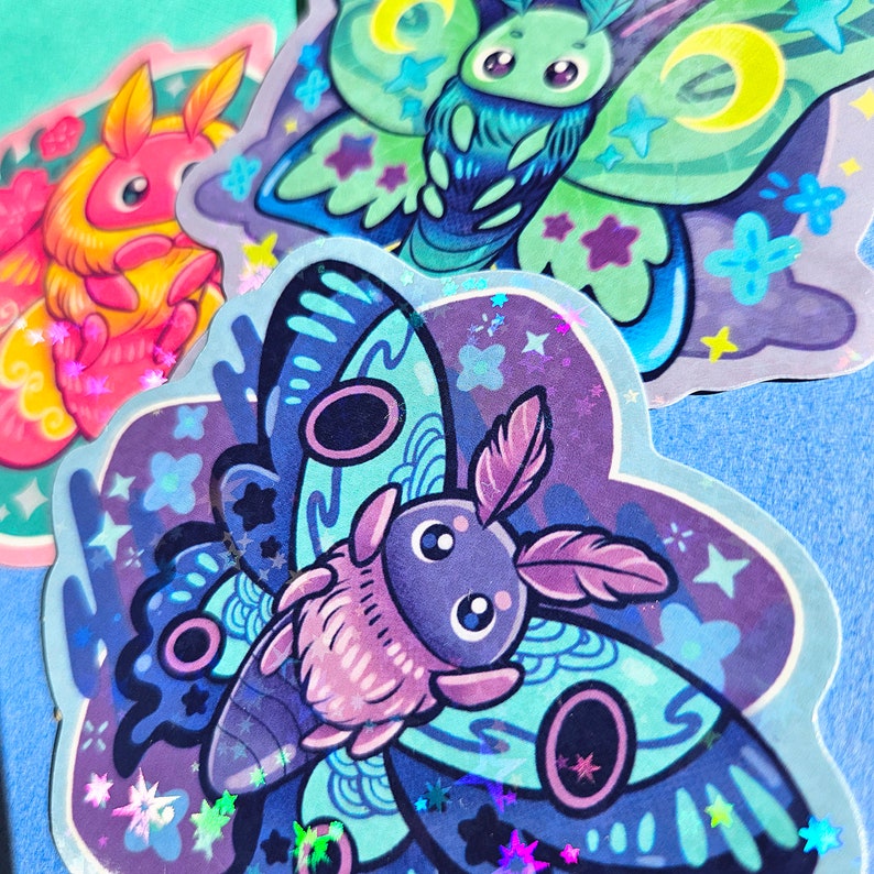 Cute Moths Sparkle Vinyl Sticker Set - Etsy