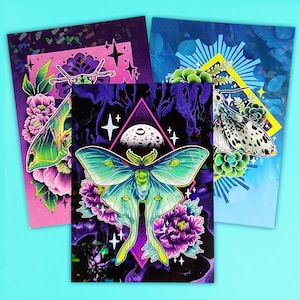 Moths - Sparkle Print Set -  5"x7" Print