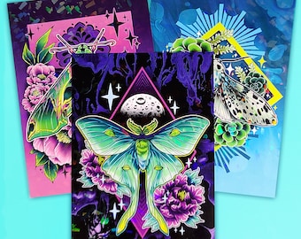 Moths - Sparkle Print Set -  5"x7" Print