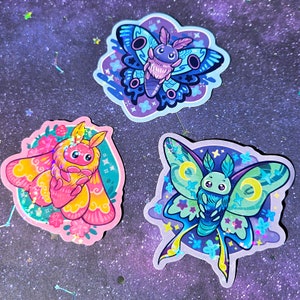 Cute Moths Sparkle Vinyl Sticker Set