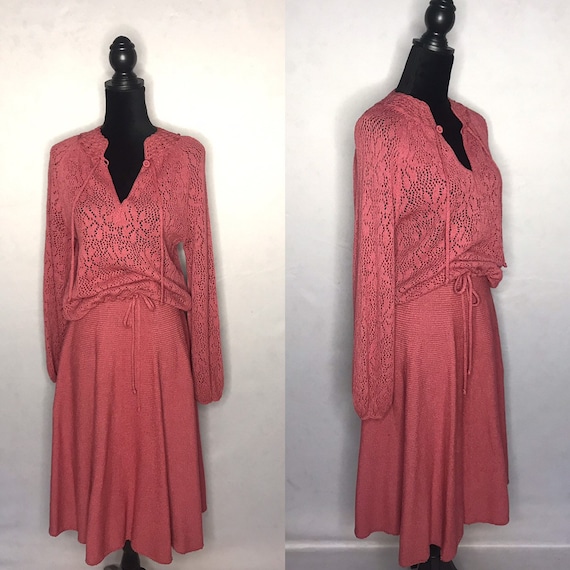 1970s Knit set/ Vintage 1970s knit 2 piece set.