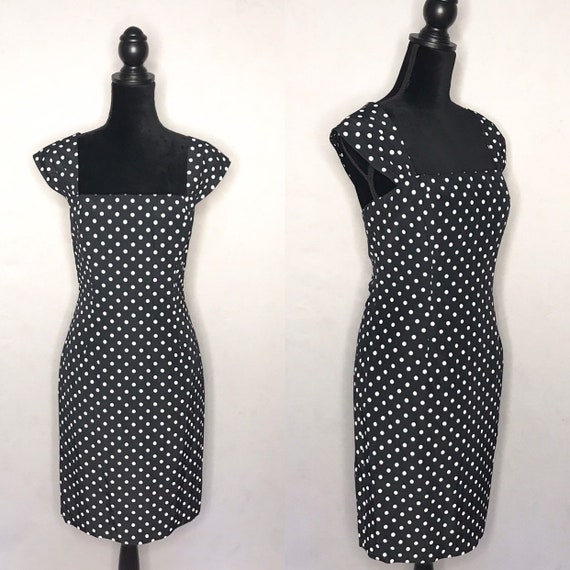 1980s dress/ Vintage 1980s Collections black and w