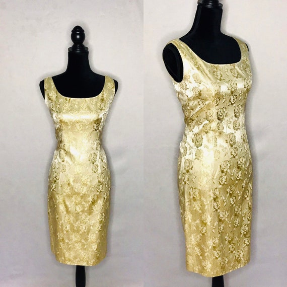 gold jacquard dress