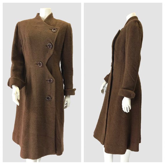 1940s coat/ Vintage 1940’s Brown Bouchle Coat.